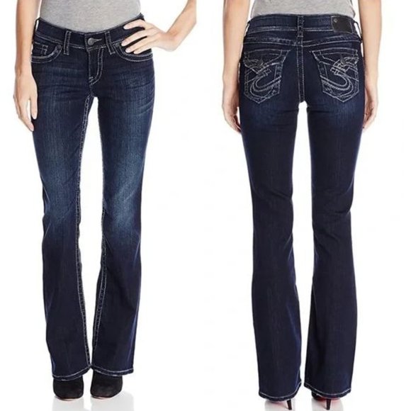 Silver Jeans - SUKI SURPLUS - SAF446 - Mid Rise Boot Cut Blue Denim (27X30) - Picture 3 of 16